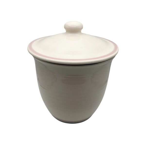 Pfaltzgraff Other - Vintage Pfaltzgraff Aura Pink Blue Striped Canister Jar 8” Lid USA Stoneware